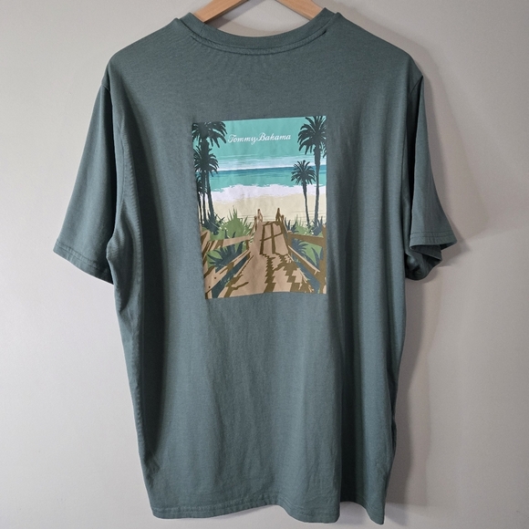 Tommy Bahama Men's Green Medium 💯 Cotton T-Shirt - Picture 2 of 9